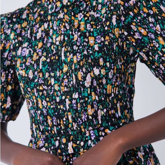 HYACINTH HOUSE Samantha Dress M Black Floral Smocked Midi NWT Cottagecore - Picture 7 of 15